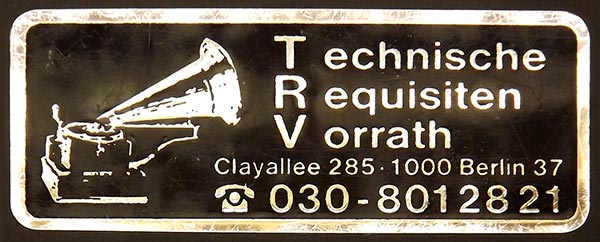 TRV, Technische Requisiten Vorrath